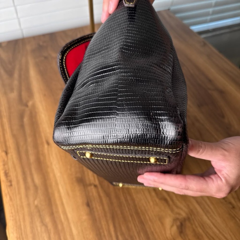 Dooney & Bourke Santorini Lizard Embossed Leather Hobo Shoulder Bag Black - Picture 12 of 14